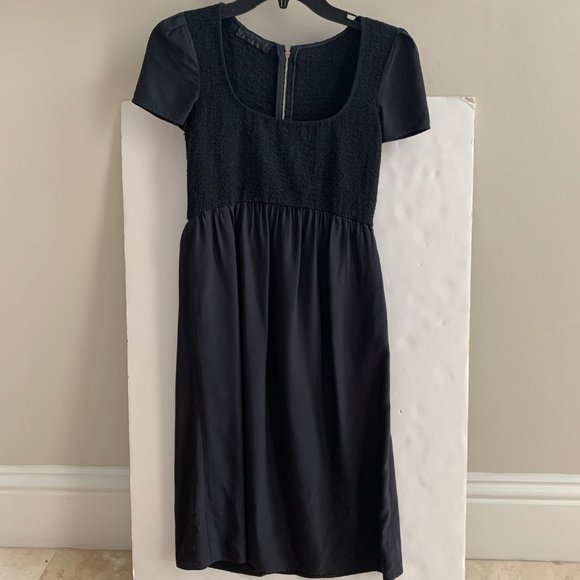 Designer NARCISO RODRIGUEZ Scoop Neck Short Sleeve Black Dress Size 4 - Picture 1 of 8
